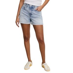 Good American Good 90’s Jean Shorts with Rolled hem Distressed Size 16